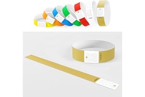 BKSAI 100-500 bracelets identification en Tyvek® - Personnalisable et Imprimable - Format DIN A4-297 x 20 mm - Bracelet evenementiel Papier - Pour Halloween et événements de fête | Or