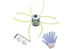 Testina Decespugliatore Universale, HTBAKOI Testine Decespugliatore Alluminio + Guanti da Lavoro Anti Scivolo con Fili di nylon【Include Strumenti e Hardware di Installazione】