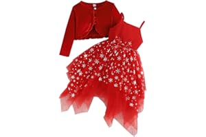 Yanmucy Robe avec cardigan en velours pour filles - Robe de fête multi-couches en tulle pour enfants de 2 à 8 ans