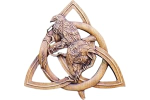 AOIXBCUROC Runenstatue Wanddekor, Krähe ornament auf dem magischen Knoten, nordische heidnische Götter, die heidnische Gartenskulptur schnitzen, Innen Außen wand-Skulptur für Garten, Zaun, Terrasse, Hofkunst