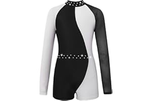 YiZYiF Body da Ginnastica Artistica Bambina Leotards Bodysuit Manica Lunga Vestito Danza Classica Body da Balletto Ballerina Jumpsuit Tuta Sportiva Monopezzi Dancewear
