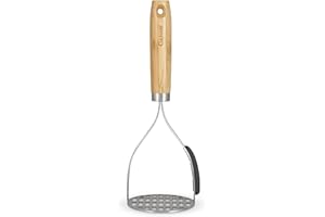 Culinare Naturals C70008 Machacador de Patatas, Bambú Sostenible/Acero Inoxidable, 27cm x 10,5cm, Diseñado para Puré de Patatas y Verduras