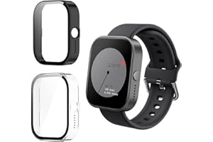 Funrae Hülle Kompatibel mit CMF by Nothing Watch Pro [2 Stück], PC Gehäuse mit Hartglas Displayschutz Schutzhülle Vollschutz Kratzfest Ultradünner Puffer Schutz Case - Schwarz&Transparent