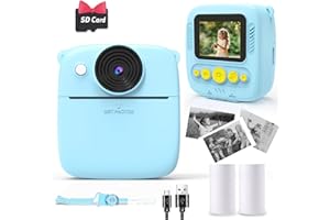 NUOTUN Sofortbildkamera Kinder, Kinder Kamera mit Fotos drucken, 2,0 Zoll HD Bildschirm, 8X Zoom, 1080P Digitalkamera mit Druckpapier & Karte, Kinderkamera Geschenk mädchen & Junge 3-12 Jahre (Blau)