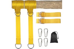 Kaxich 2pcs Tree Swing Hanging Straps, 1.5m/5ft Extra Long Straps with Safer Lock Snap Carabiner Hooks Holds 1000 kg/2200 lbs, Perfect for Tree Swing/Hammocks