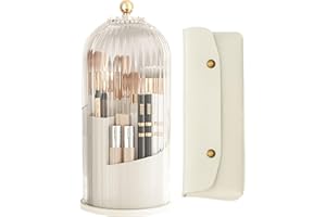 Gachiwar Organizador De Maquillaje, Giratorio De 360 Grados, A Prueba De Polvo, Organizador De Brochas Con Tapa Para Tocador