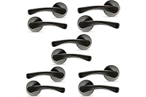 HANDLESTORE Twist Lever on Rose Door Handles – 5 Pack, Matt Black Finish, Pairs with Spindles & Fixings