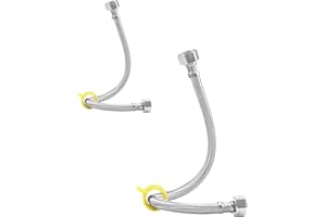 LEADAHEAD Pack of 2 Flexible Pipe Contectors Stainless Steel Braided Hose 1/2" x 1/2" BSP Fitting 40cm Long Flexible Hose Pipes Tail DIY Repalcement for Bathroom/Kitchen/Boiler Toilet