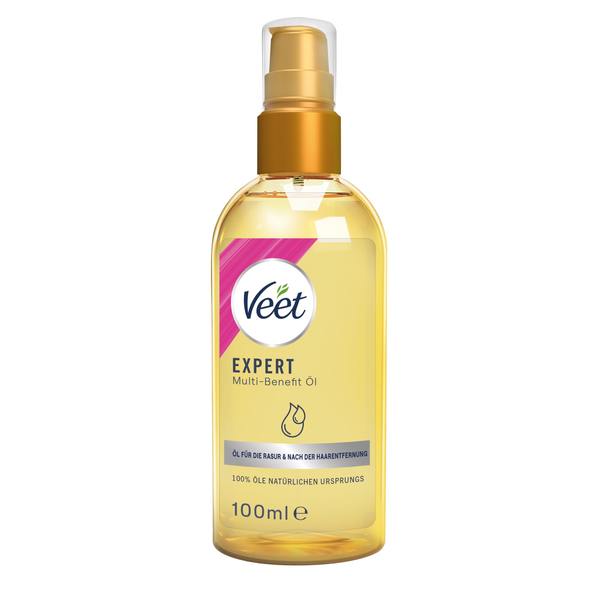 Aceite multibeneficio Veet Expert - 100% de origen natural con vitaminas y Omega 3 - Aceite corporal para el afeitado y después de la depilación - Aceite de afeitar hidratante para el cuerpo y la cara
