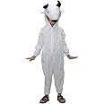 Kaku Fancy Dresses Fleece Cow Farm Animal Costume For Kids - Black & White, 3-4 Years | Animal Fancy Dress For Boys & Girls