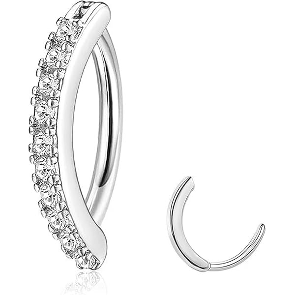 Piercing Nombril Titane Hypoallergénique - Or Ou Argent, 14G, Fileté Interne, Styles Cœur Fleur Papillon - 2