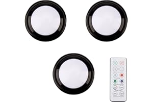 Marstey 3 Pcs Battery Operated Wall Lights, Wireless LED 16 Colors Stair Lights for Cupboards, Closets, Wardrobes, Cabinets, Kitchen Under (Black)