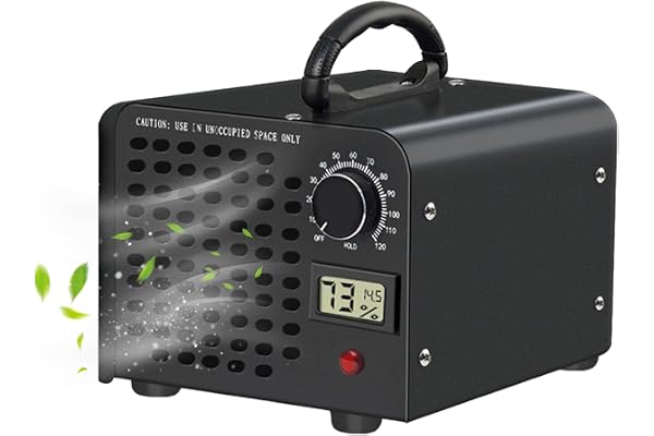 Upgrade ozongenerator 60 000 mg/h, luftrenare 120W för upp till 1200 ㎡ med digital display för temperatur och luftfuktighet