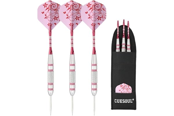 CUESOUL Ensemble de fléchettes à Pointe en Acier 21/22/23 Grammes avec Manches en Aluminium Durable 3 fléchettes Sac de fléchettes/étui