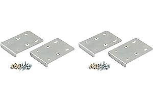 Gas N Pow3r Reparaturset für Küchenschrank-Scharniere, enthält 4 Platten und Befestigungsschrauben, Modern, Silber, Zink, Poliert