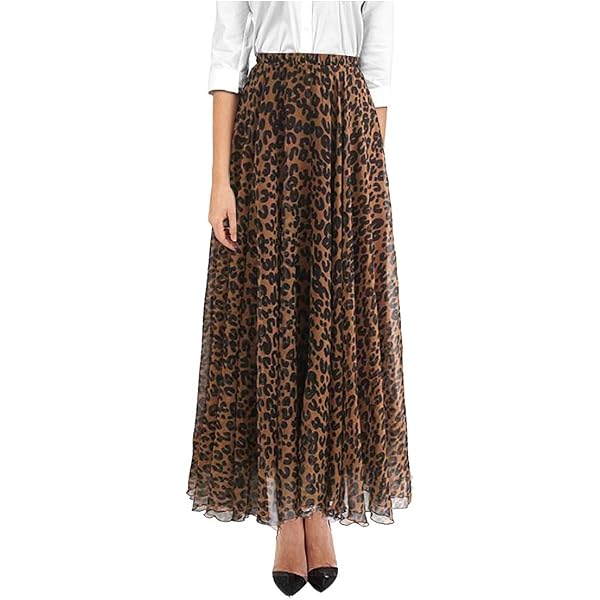 SOLY HUX Damen Leoparden Rock - A-Linie Maxirock Mit Hohem Bund