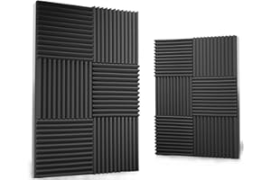 audiosoul 12 Pack Acoustic Panels 1 X 12 X 12 Inches – Acoustic Foam - Studio Foam Wedges - High Density Panels – Soundproof Wedges - Charcoal