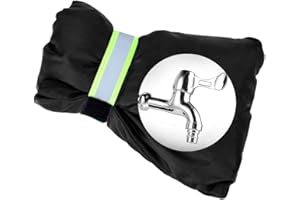 NUOOO 1 Pcs Outside Tap Covers for Winter Large Outside Tap Cover with Reflective Strip Waterproof & Thickened Thermal Tap Jacket Protects Your Tap from Freezing Bursting - Black