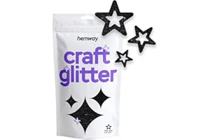 Hemway Craft Glitter - 1/5" 0.2" 5mm - Hollow Star Shaped Glitter, Star, Table, Sequin, Confetti, Nail and Decoration - Black - 50g