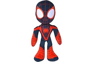 SIMBA Disney 6315875812X12 25cm DAR Spiderverse Miles Morales Action Figure 25 cm Soft Toy with Glow in The Dark Eyes, One Size