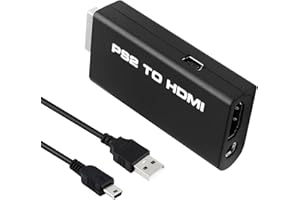 BUZUYIWAR PS2 To HDMI Adapter with 50CM HDMI Cable, 3.5mm Audio Out Plug & Play Cable for All PlayStation 2 Console to HDMI Converter for Multifunctional HDTV TV Console Projector Monitor Support 480/720p