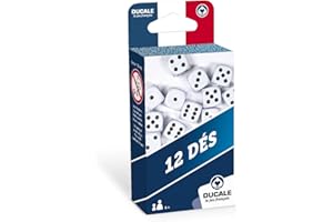 LA DUCALE Lot de 12 dés 18mm - Jeu de dés - Jeu de Voyage - Yam's, 421, 5000, White