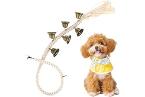 Ajcotahm Effective Dog Potty Training Bell, Handwoven Cotton Dog Doorbell, Adjustable Hanging Rope, Simple Training with 6 Loud Bells for Puppy Dogs to Ring to Go Outside (Beige)