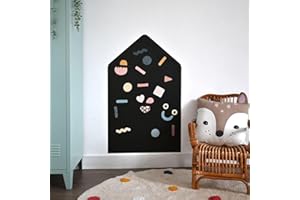 FERFLEX - tableau magnetique enfant - Maison - deco murale avec bande magnetique adhesive repositionnable - vendu avec un jeu de formes géométrique - 57,6x91,9 cm