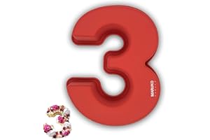 MARUKO Kuchenform Zahlen Silikon Backform Zahlen Groß 3D Number Cake Backform Anzahl 3 DIY Kindergeburtstag Hochzeit Jubiläum Geburtstagstorte Zahlenbackform