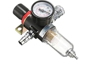 DELAMIYA Reductor De Presión De Aire Comprimido, Separador De Agua, Aire Comprimido De 1/4", Regulador De Aire Comprimido Con Separador De Agua,Para Maquinaria De Construcción, Ingeniería Mecánica