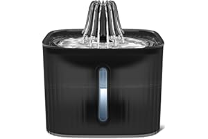 E-SMARTER Cat Water Fountain for Drinking, 2.5L Quiet Cat Fountain with Activated Carbon Filter & Sponge, Visible Water Level Pet Water Bowl, Pet Water Fountain for Multiple Pets, Translucent Black