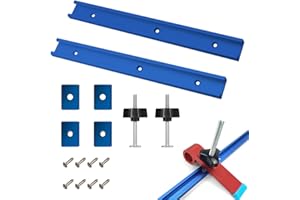 JEEJINYAN 2 Stück T Nut Schiene M8 400mm, Aluminiumlegierung T-Track T Profil, Montageschiene Gleitschiene, mit 8 Selbstschneidenden Schrauben, 2 Stück M8 Kunststoffgriff, M8/M6 T-Track Schiebemutter