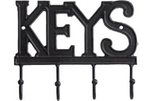 FairyCity Key Holder Wall Mounted Key Hooks for Wall Decorative with 4 Hooks Metal Key Organizer Rack Hanger for Entryway, Front Door, Hallway, Office with Screws and Anchors (6008Black)