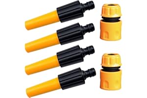 XZSKD 6 Pieces Spray Gun, Hose Nozzle, Spray Nozzle, Heavy Duty Adjustable Water Spray Gun for Watering Plants Car Washing Shower Pet (Yellow)