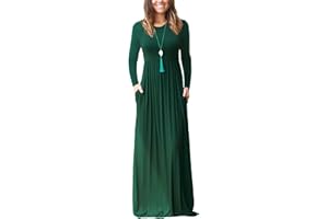 PCEAIIH Women's Casual Sleeveless/Long Sleeve Maxi Dress Loose Long Dresses with Pockets