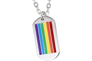 Cupimatch Gay/LGBT Collana Dog Tag Acciaio Inox Modello Arcobaleno Orgoglio Felice World Pride