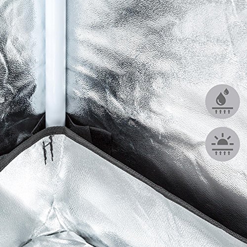 oneConcept EdenGrow Growbox Treibhaus (Größe L, 120 x 120 x 200 cm, zwei Belüftungszugänge, Zuluftklappen, reflektierende Innenbeschichtung, wasserdichte Bodenwanne) schwarz - 3