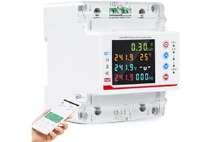 DEWINLVD Wifi Misuratore di consumo elettrico 100A 220V AC Contatore Elettrico Wifi Meter Bidirezionale Tuya APP Smart Contatore Luce Sub/sovracorrente/ritardo/tempo/protezione contro le perdite.