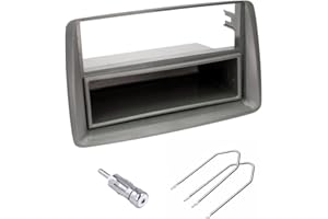 Sound-way Single DIN Car Radio Installation Kit, 1 DIN Front Panel Frame, Facia Adaptor, Antenna Adapter, Release keys, compatible with Fiat Panda 2002-2012