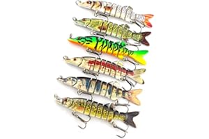 ODS LURE ODS - Esca per luccio da pesca da 8,9 cm, con ganci e esche artificiali realistiche per acqua salata d'acqua dolce (6 pz)