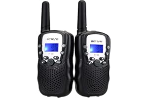 Retevis RT388 Talkie Walkie Enfants, Talkie-walkie Enfant, 8 Canaux PMR446 Lampe de Torche VOX 10 Tonalités, Toki Walki pour Cadeaux Enfants Randonnée, Aventure (Noir, 1 Paire)