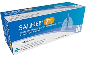 Salineb 7% Sterile Hypertonic Saline Solution 7% Sodium Chloride NaCl Vials for Inhalation 60 x 4ml Single-Dose Vials