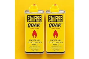 Pack de 2 | Recarga Universal de Gasolina para Encendedores QBÁK 133ml + 33ml Gratis | Alta Pureza y Rendimiento, UBOON.