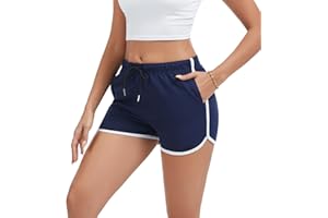 FGFD&OU Pantalon Court Femme en Coton Été, Short Sport Doux et Respirant pour Lounge Le Jogging Fitness Yoga Gym D'entraînement, Survêtement Court avec Poches à Fermeture éclaire