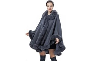 BEAUTELICATE Cappotto a Maglia Mantella Poncho in Pelliccia Sintetica Scialle con Collo Donna Stola Cardigan per Festa Matrimonio Invernale Sposa