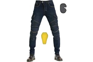 FFFF & OLFEH Motorradhose Schutzhose, Herren-Motorrad-Jeans Motocicleta Pantalones Moto Jeans Motorrad-Jeanshose Für Herren, 4 Arten Von Schutzausrüstung, Motorradhose Für Motorradrennfahrer (Blau,XL)