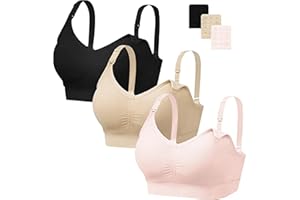 HBselect 3 Pcs Maternity Nursing Bra Seamless with Additional Bra Extensions Breastfeeding and Sleeping Without Wires for Women