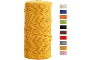 JeogYong Ficelle Jute 2mm x 100m Ficelle de Jardin Cordelette Jute Corde Naturel Chanvre Ficelles de Jardinage pour Emballage de Décoration Cadeau, Bricolage d'art Créatif, Mariage (Doré)