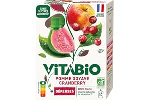 VITABIO - Gourdes Pomme Goyave Cranberry - DEFENSES - 4x100g - BIO