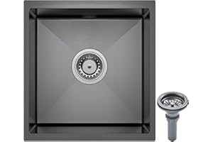 Coubird Évier de cuisine en acier inoxydable noir avec égouttoir pour cuisines, camping-cars, bars et buanderies (35 x 50 cm)